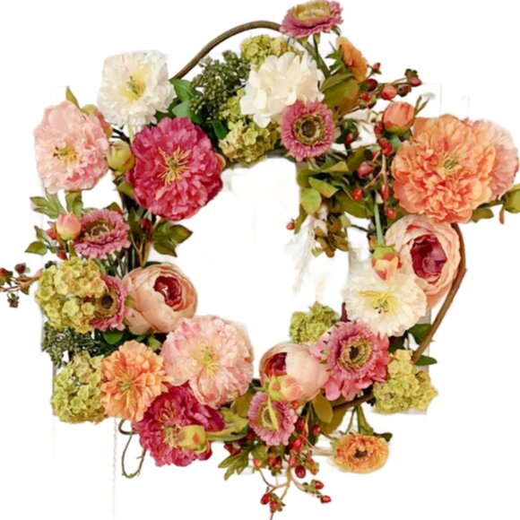 Other - Mixed Peony Wreath on Faux Grapevine  24"